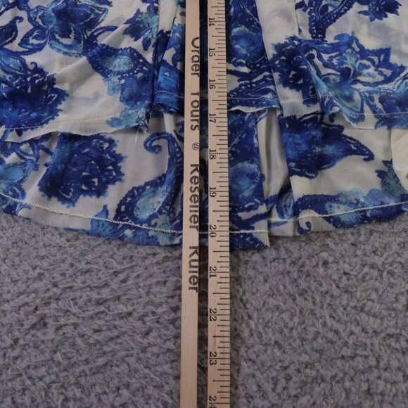 Free People Blouse Womens S Blue Floral Up For Anything Western Top Cropped Boho - Picture 8 of 10